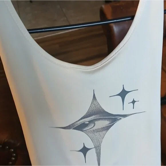 White Cream Color  Graphic Tank Top - Picture 7 of 7